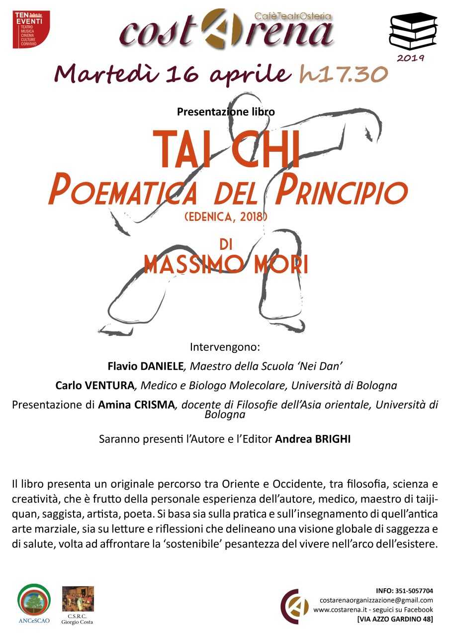 16 aprile 2019: Sentieri tra Cina e Occidente. Incontro a Bologna su "Tai chi" di Massimo Mori